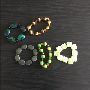 Green and Brown Beaded Bracelets